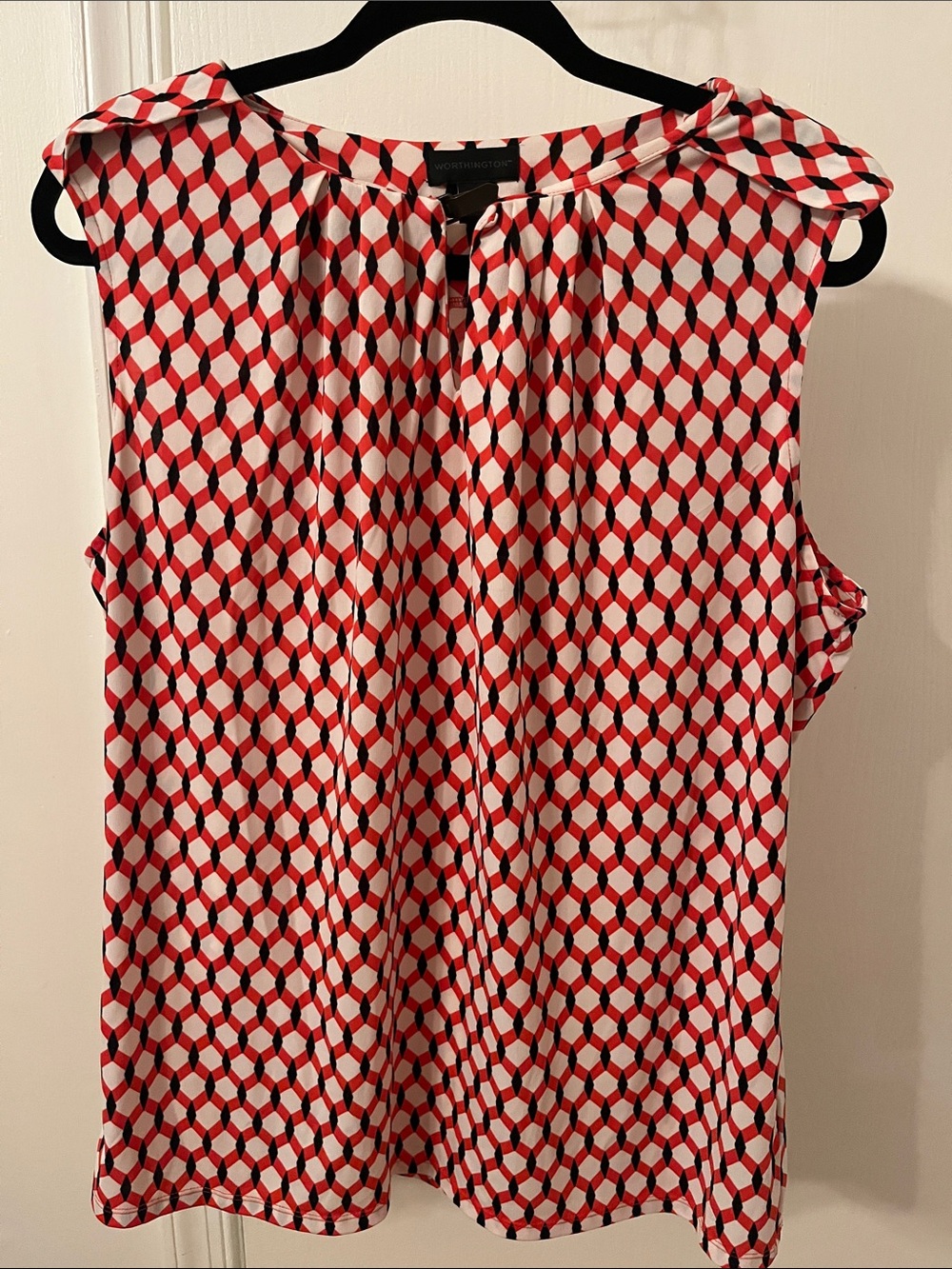 Worthington Red and White Geometric Sleeveless Camisole